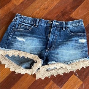 free people high rise denim shirt